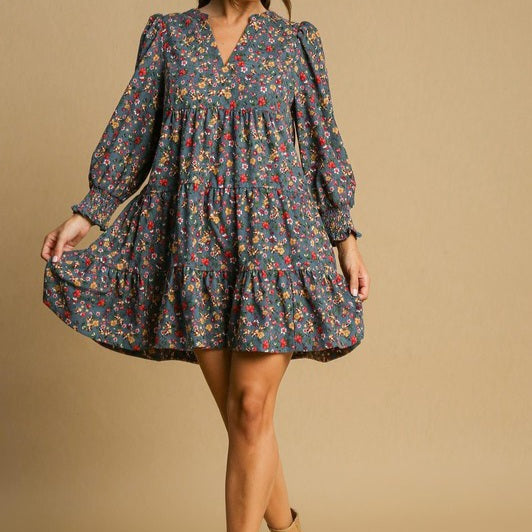 Floral Corduroy Dress