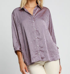 Collared Pearl Button Down Top