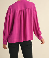 Solid Puffed Long Sleeve Top