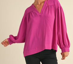 Solid Puffed Long Sleeve Top