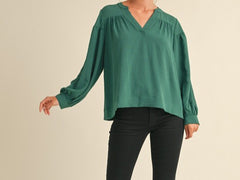 Solid Puffed Long Sleeve Top