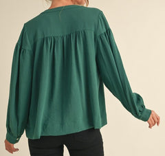 Solid Puffed Long Sleeve Top