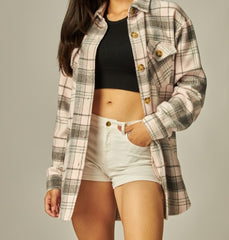 Plaid Oversized Button Down Shacket