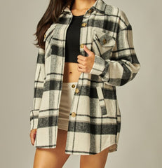 Plaid Oversized Button Down Shacket