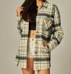 Plaid Oversized Button Down Shacket