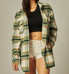 Plaid Oversized Button Down Shacket