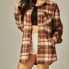 Plaid Oversized Button Down Shacket