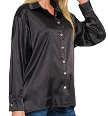 Satin Button Down Top