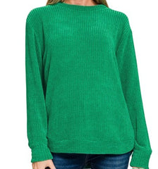 Chenille Waffle Round Neck Sweater
