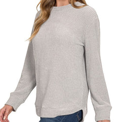 Chenille Waffle Round Neck Sweater