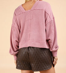 Solid Sweater Top With Back Design