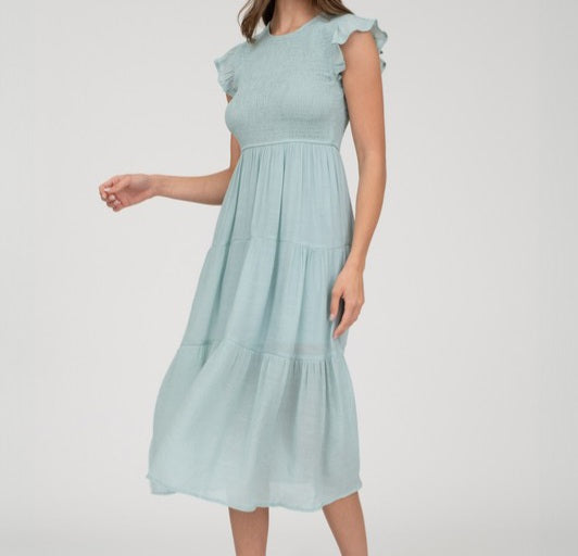 Smocked Tiered Midi Dress