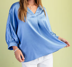 Satin V-Neck Loose Fit Top