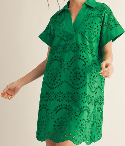 Eyelet Lace Collar Dress