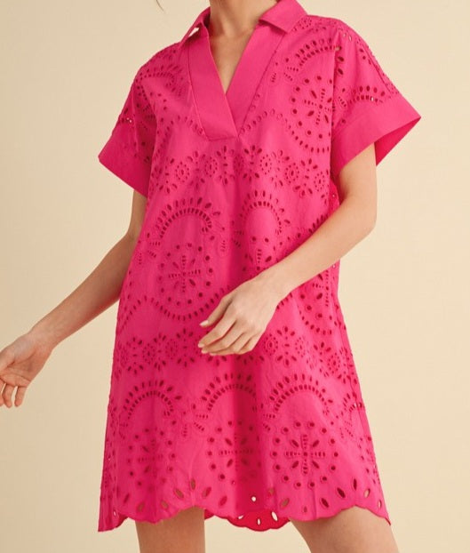Eyelet Lace Collar Dress