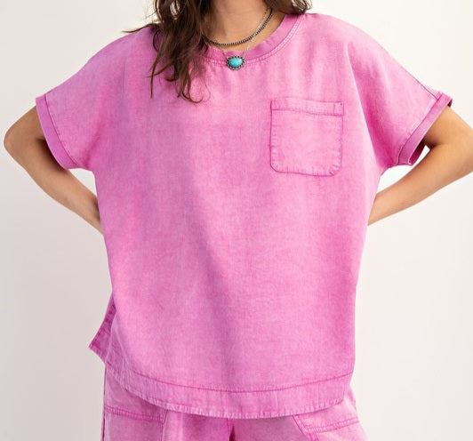 Mineral Washed Woven Top