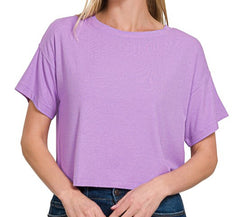 Solid Round Neck Crop Tee