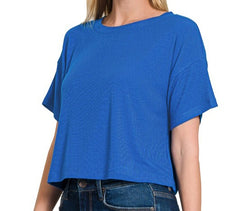 Solid Round Neck Crop Tee