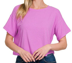 Solid Round Neck Crop Tee