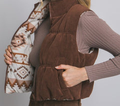 Reversible Corduroy Puffer Vest