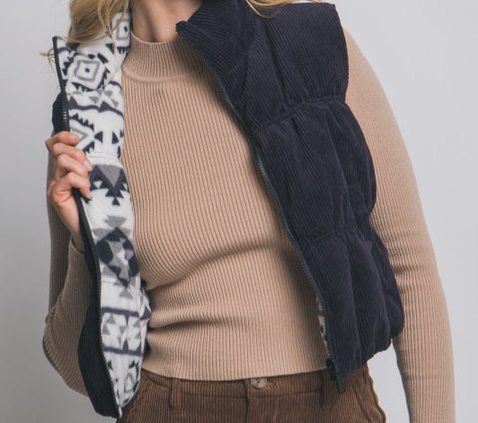 Reversible Corduroy Puffer Vest