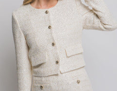 Round Neck Sequin Tweed Jacket