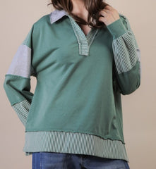 Color Block Solid & Stripe Knit Top