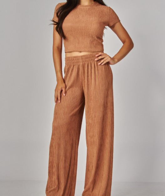 Crinkle Short Sleeve Loungewear Set