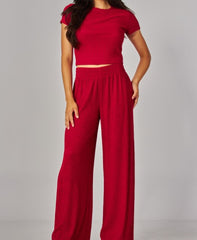 Crinkle Short Sleeve Loungewear Set
