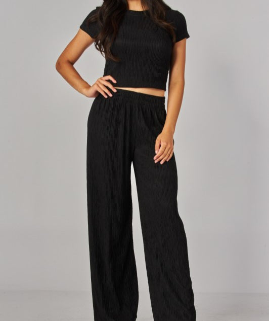 Crinkle Short Sleeve Loungewear Set
