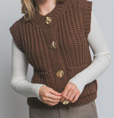 Knit Sweater Vest With Gold Buttons