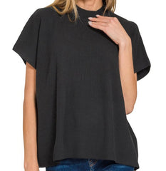 Solid Short Sleeve Boxy Sweater