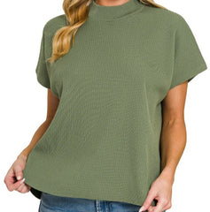 Solid Short Sleeve Boxy Sweater