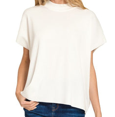 Solid Short Sleeve Boxy Sweater