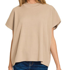 Solid Short Sleeve Boxy Sweater