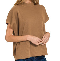 Solid Short Sleeve Boxy Sweater