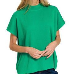 Solid Short Sleeve Boxy Sweater