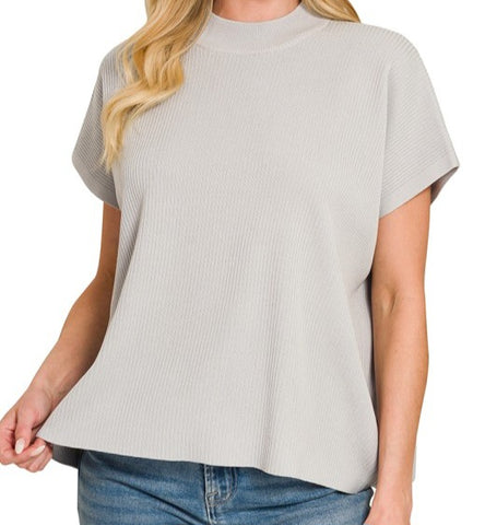 Solid Short Sleeve Boxy Sweater