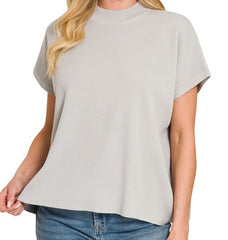 Solid Short Sleeve Boxy Sweater