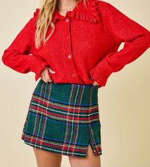 Christmas Plaid Skort With Slit