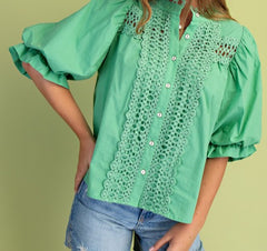 Trim Detail Button Down Top