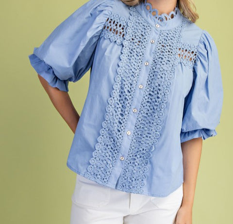 Trim Detail Button Down Top