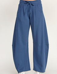 Fleece Baggy Barrel Leg Fit Mid Rise Sweatpants