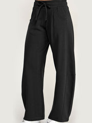 Fleece Baggy Barrel Leg Fit Mid Rise Sweatpants