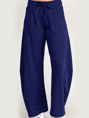 Fleece Baggy Barrel Leg Fit Mid Rise Sweatpants