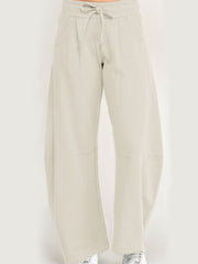 Fleece Baggy Barrel Leg Fit Mid Rise Sweatpants