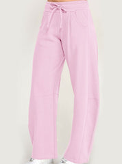 Fleece Baggy Barrel Leg Fit Mid Rise Sweatpants