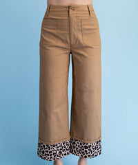 Leopard Cuffed Ankle Cropped Pants