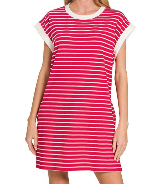 Striped Contrast T-Shirt Dress
