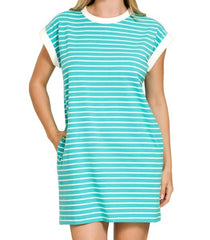 Striped Contrast T-Shirt Dress